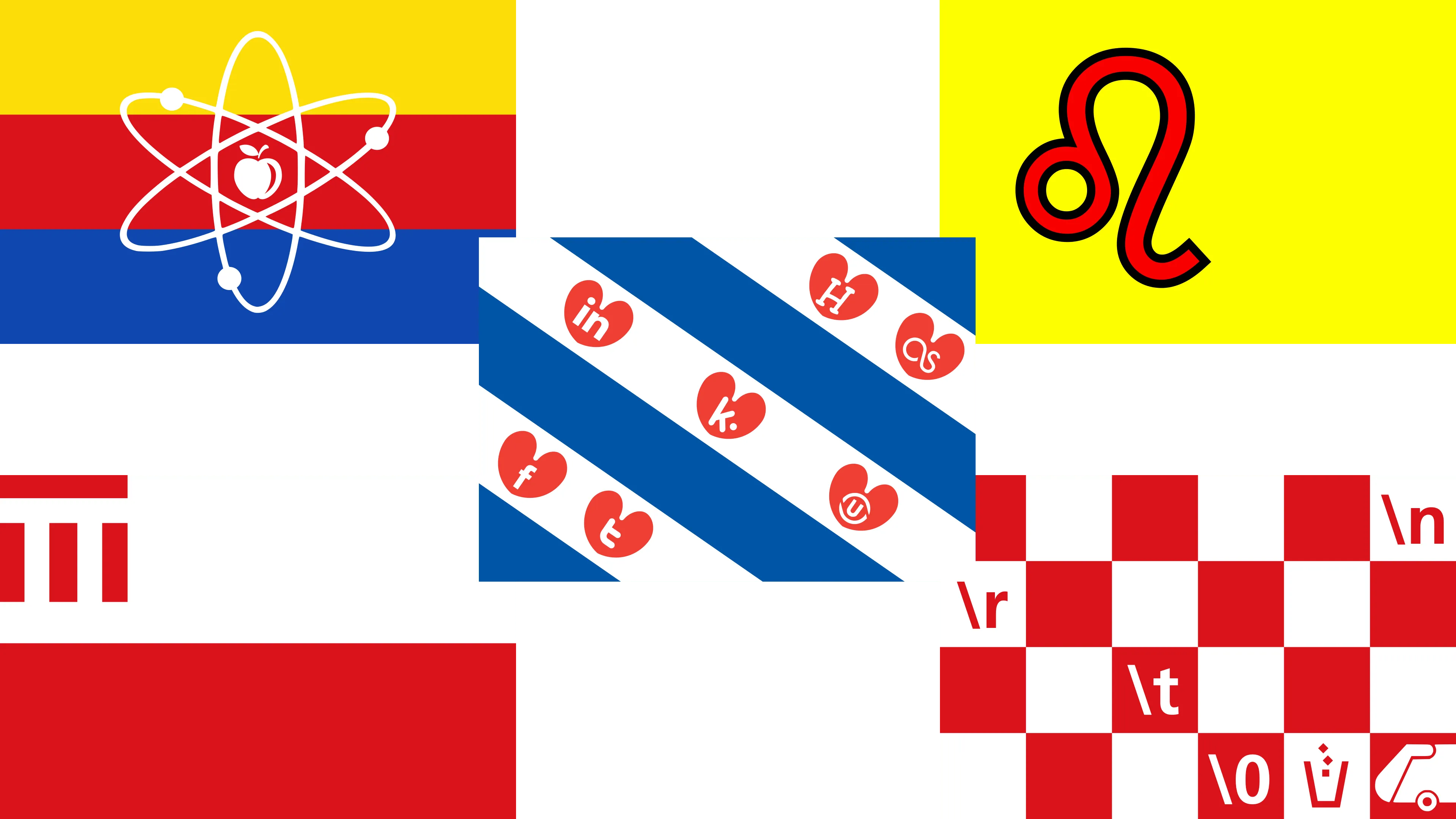 Vlaggen voor elke studierichting, gebaseerd op de originele provincievlaggen