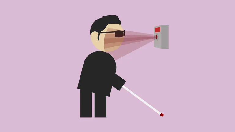 Blind person has difficulties using an iris scanner