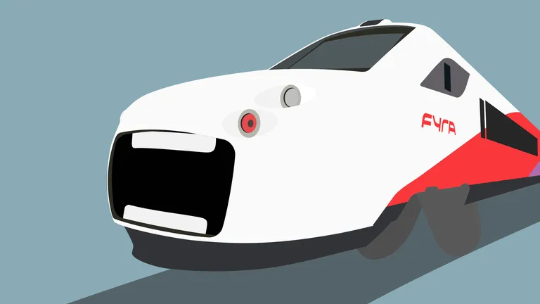 An AnsaldoBreda V250 train in Fyra livery