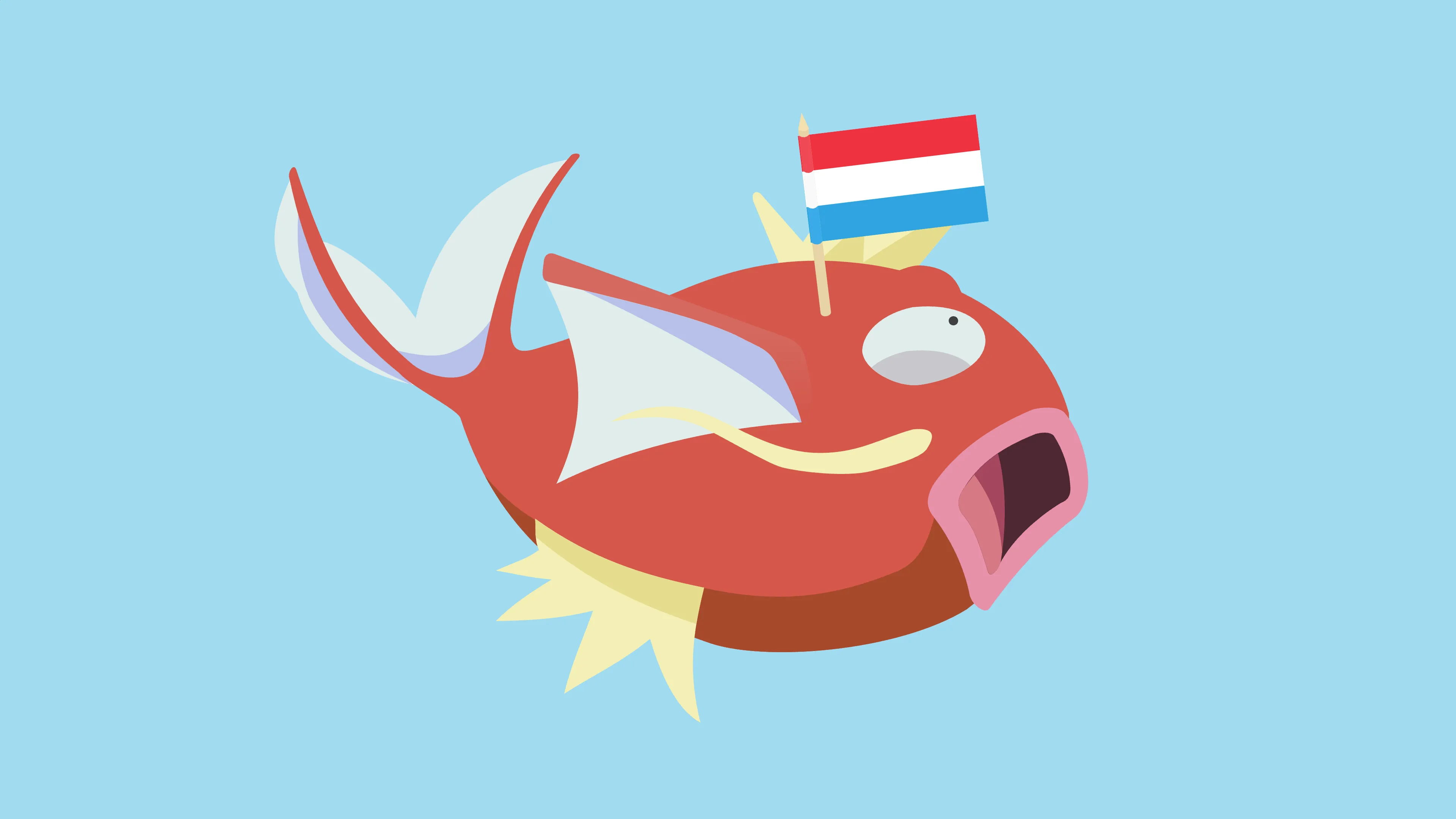 Magikarp met een cocktailprikkervlaggetje van Luxemburg