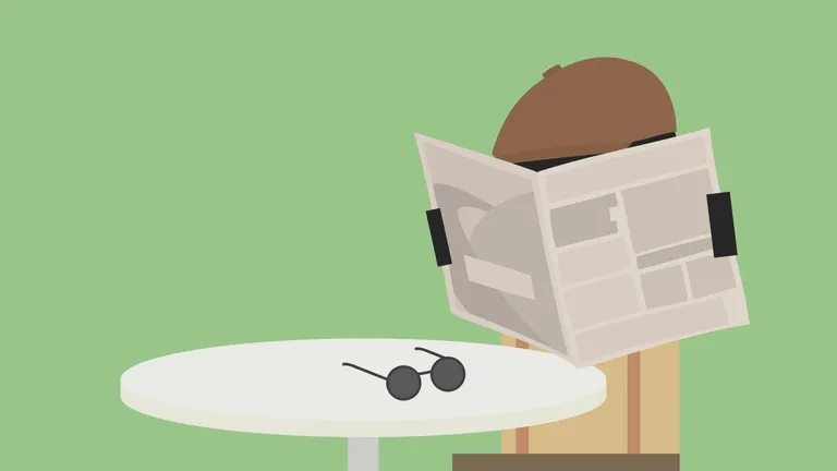 An old man tries to read his newspaper, but is struggling because of his poor eyesight.