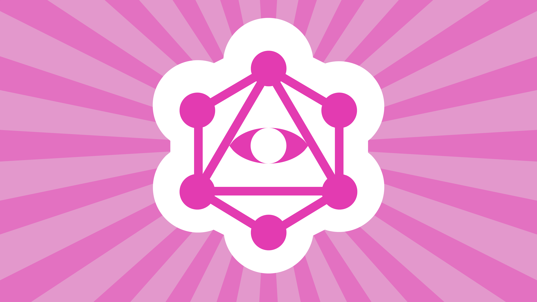 GraphQL logo with eye, surrounded by rays of light