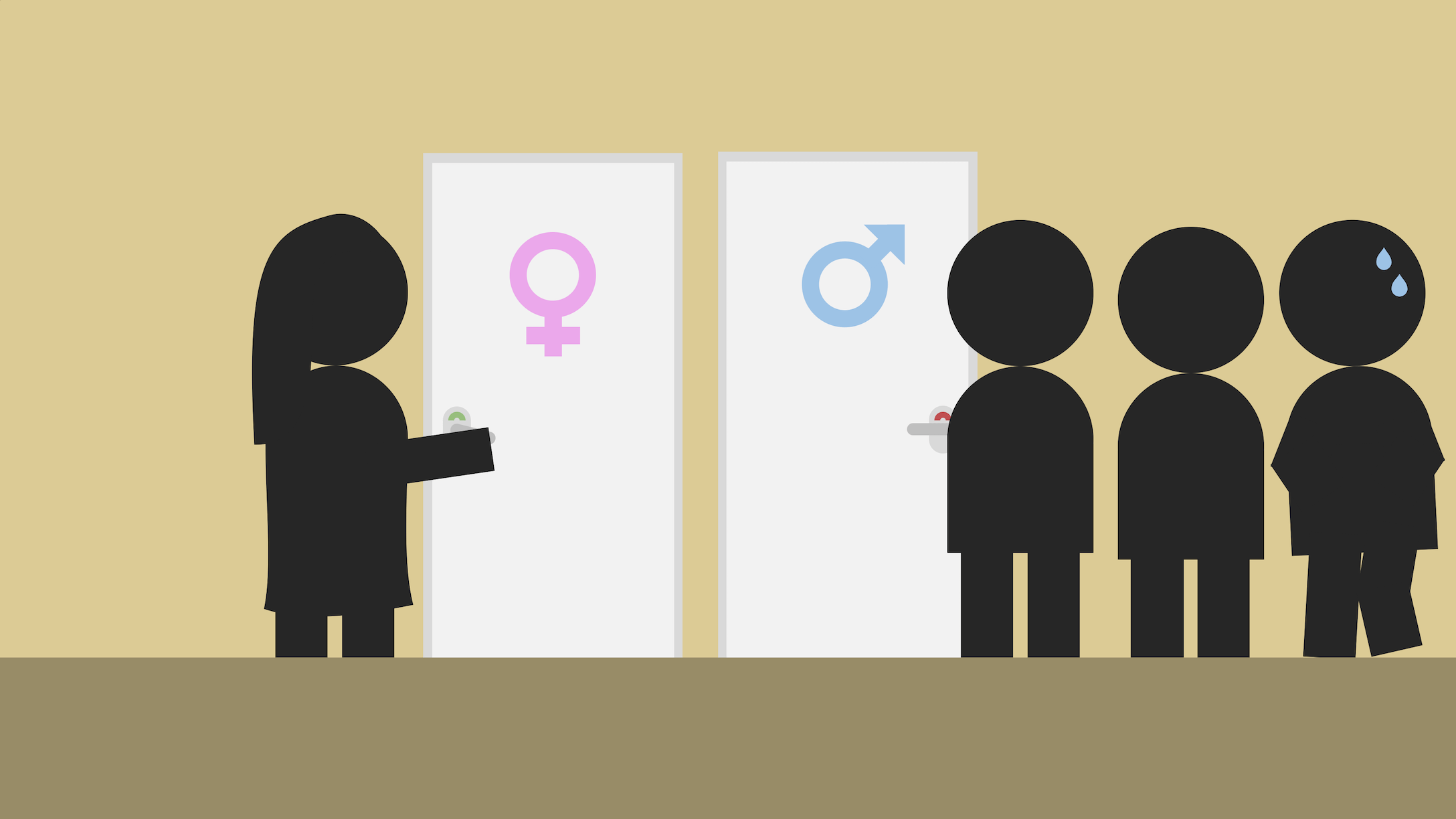 People queueing for the restroom