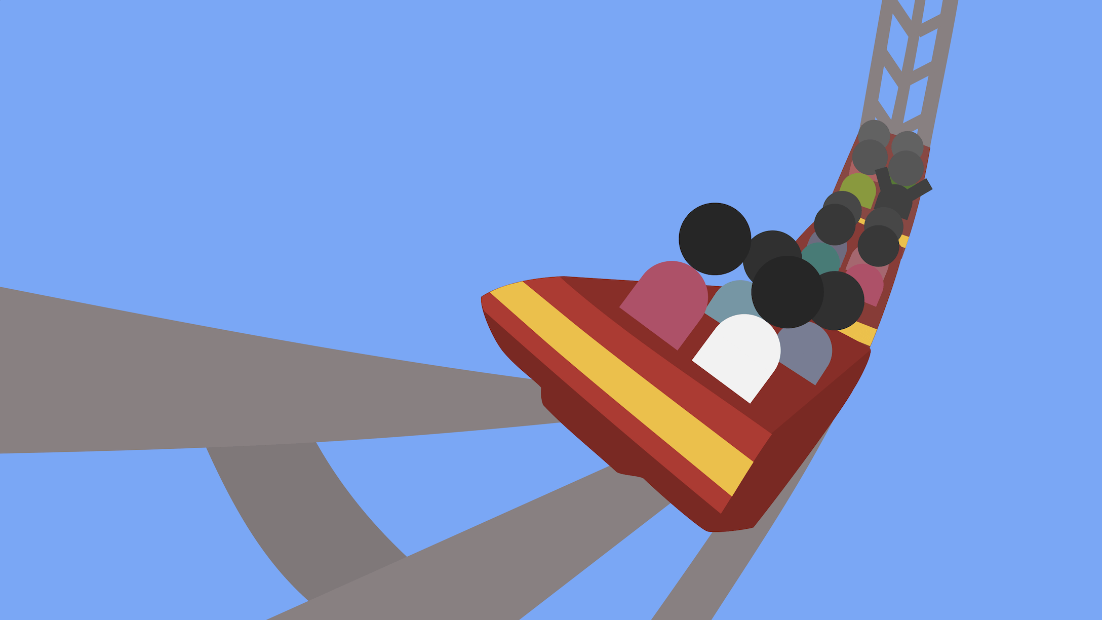 Roller coaster train in a loop