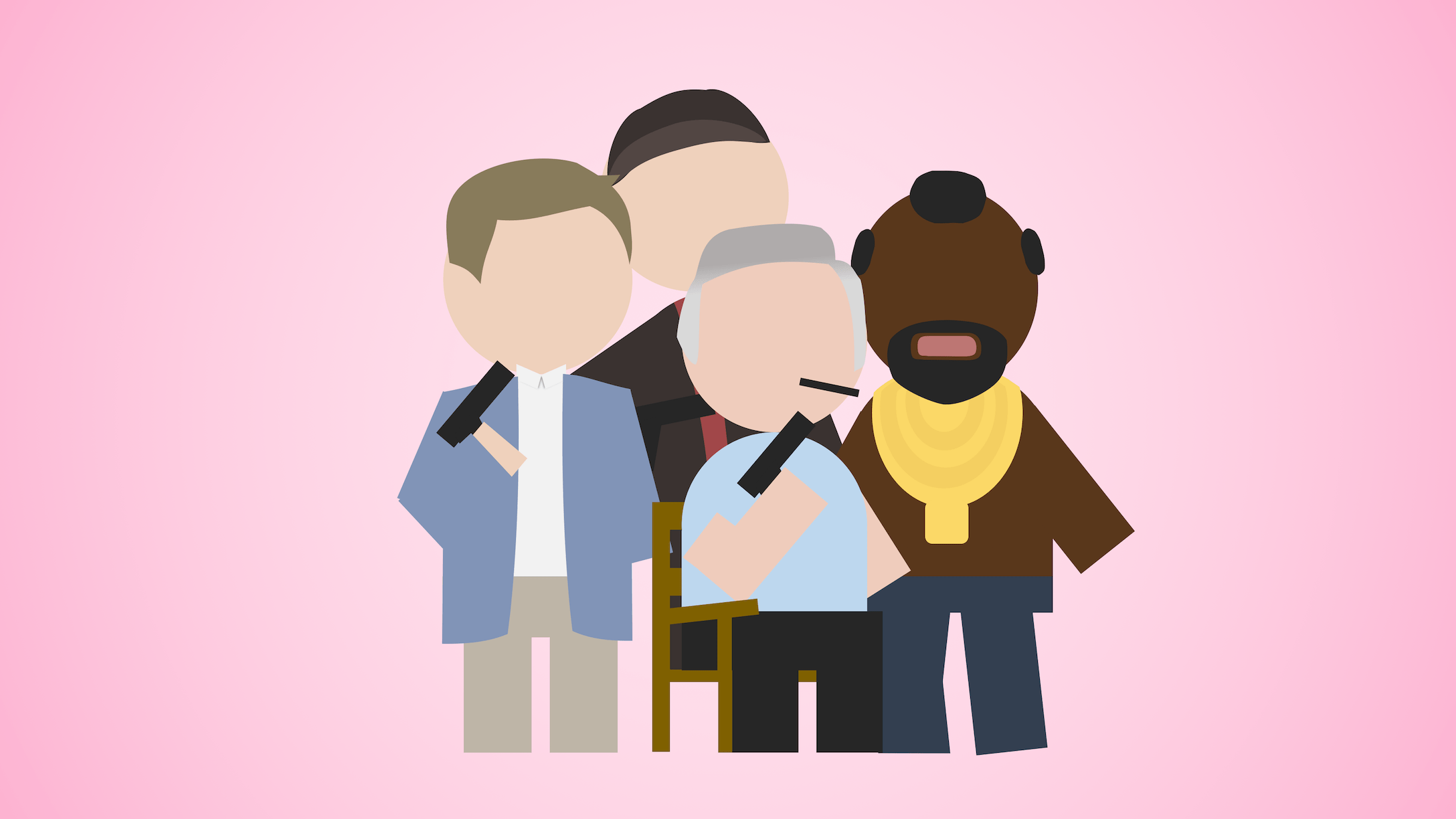 Illustration of the A–Team, loosely based on promotional artwork