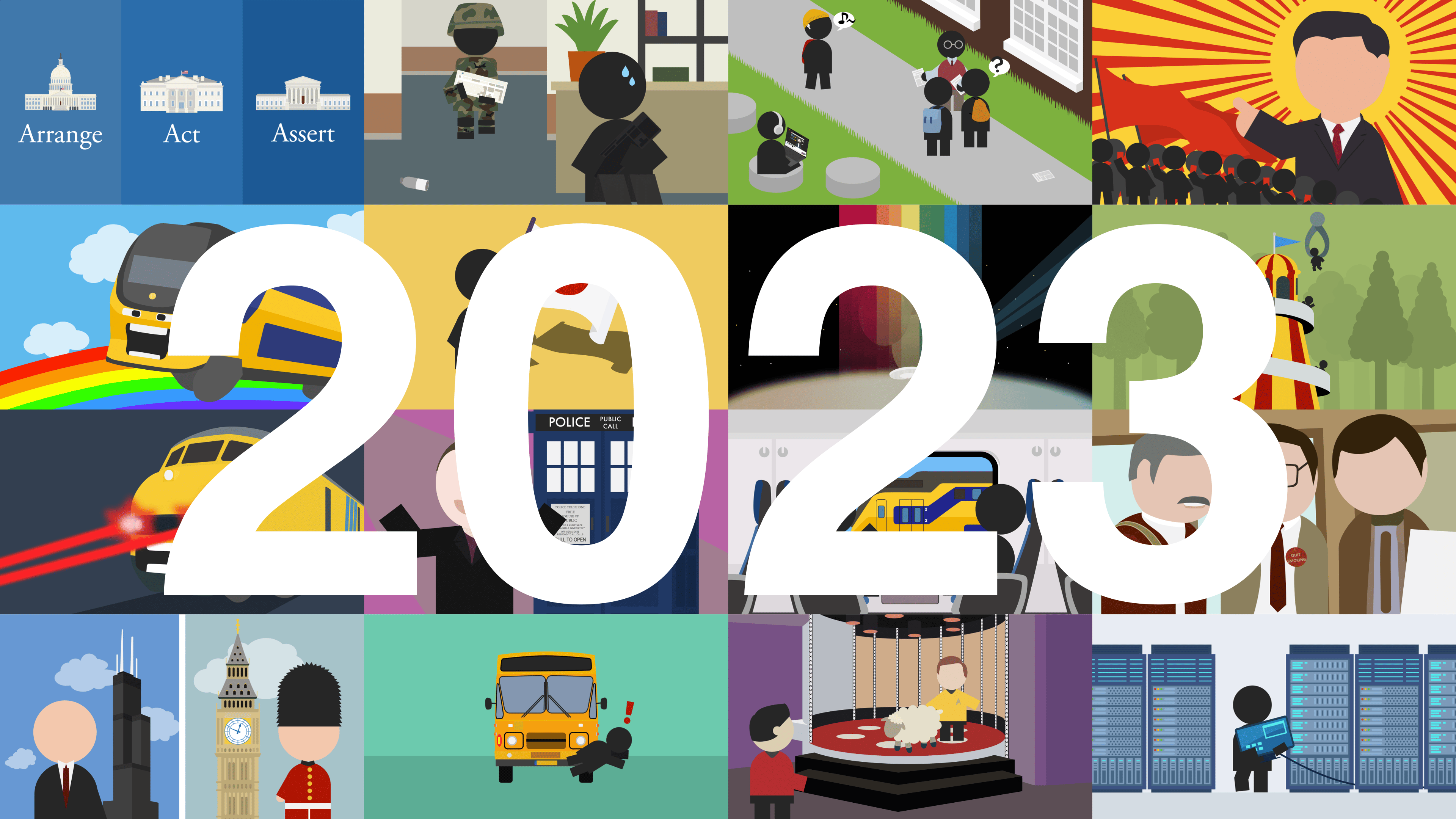 Collage of 2023’s article header images