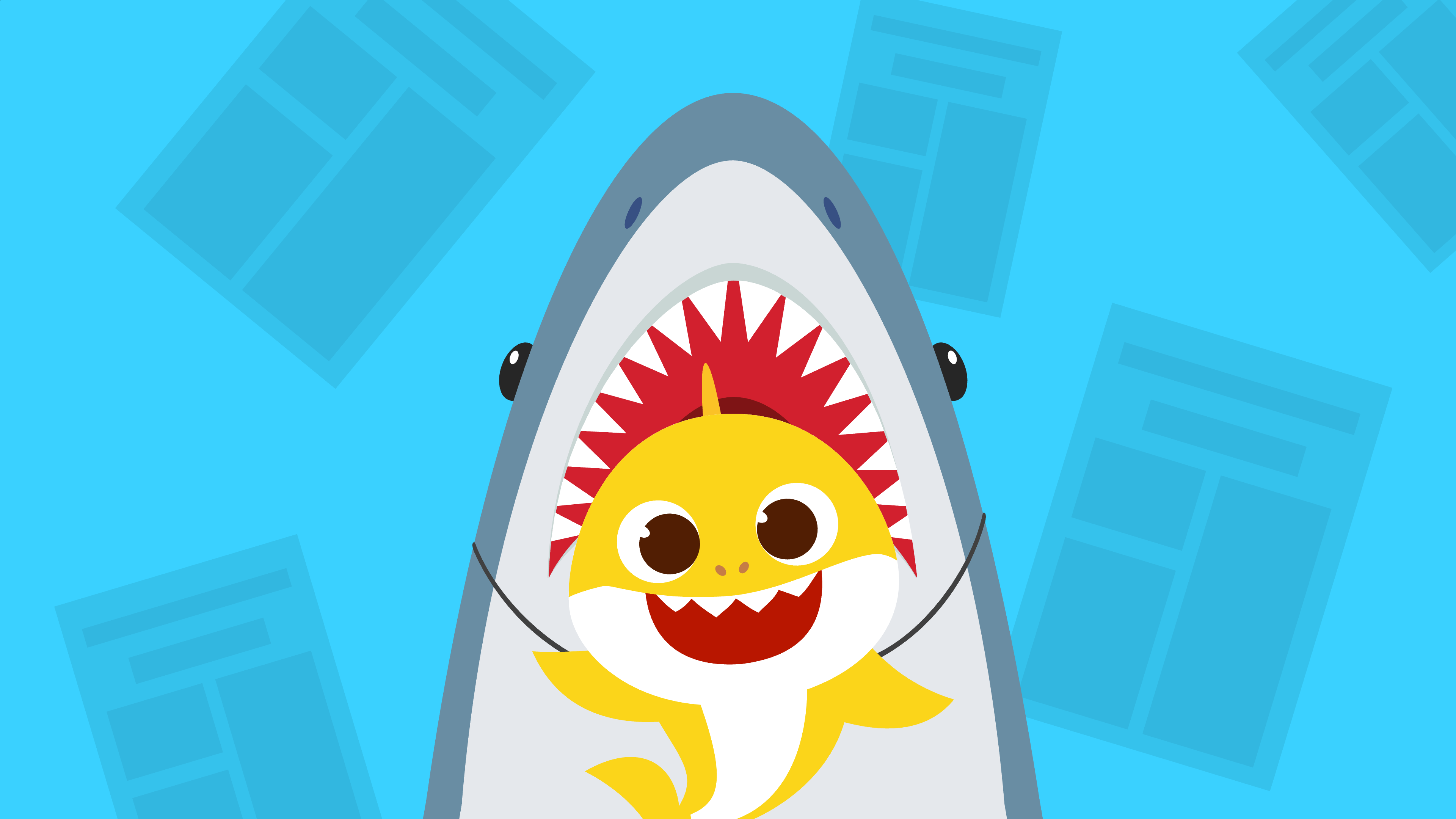 A very dangerous shark wearing a Baby Shark mask