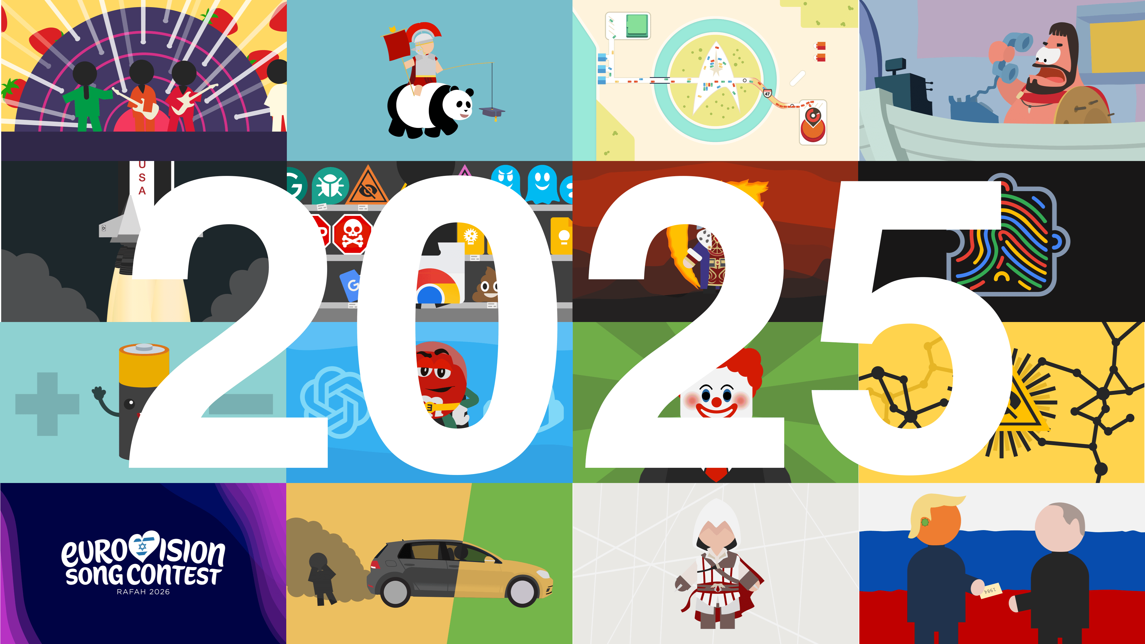 Collage of 2025’s article header images