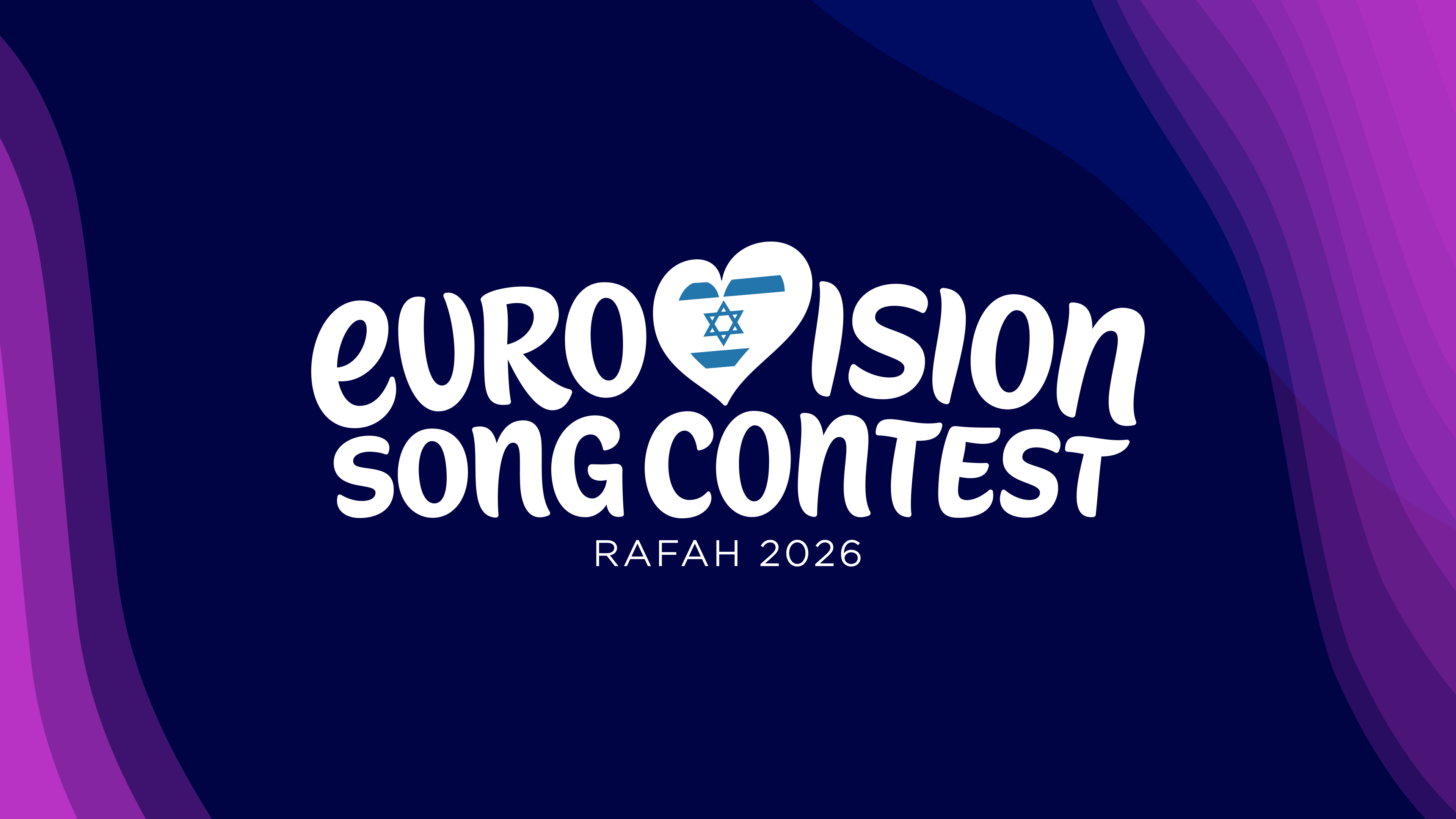 A mockup of the new Eurovision Song Contest logo, for a fictional 2026 edition hosted in Rafah, presented as part of Israel
