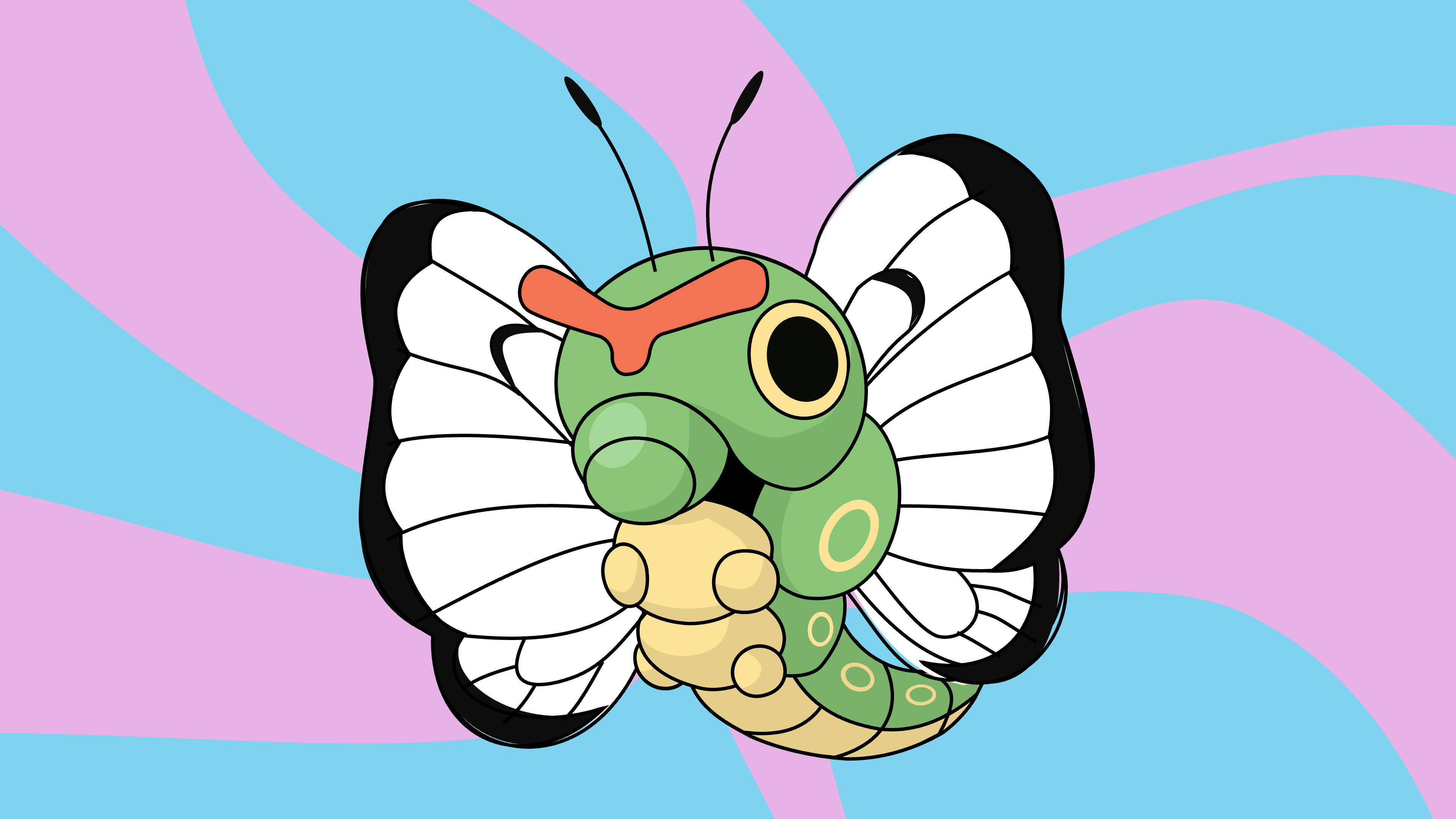 Caterpie with hastily added wings to make it look like a Butterfree