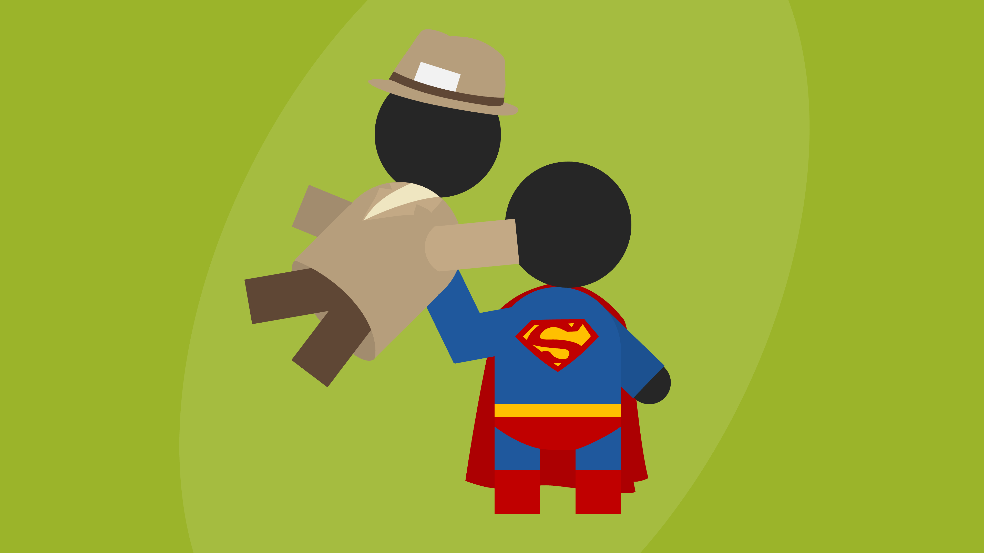 Superman carrying a journalist in his hand