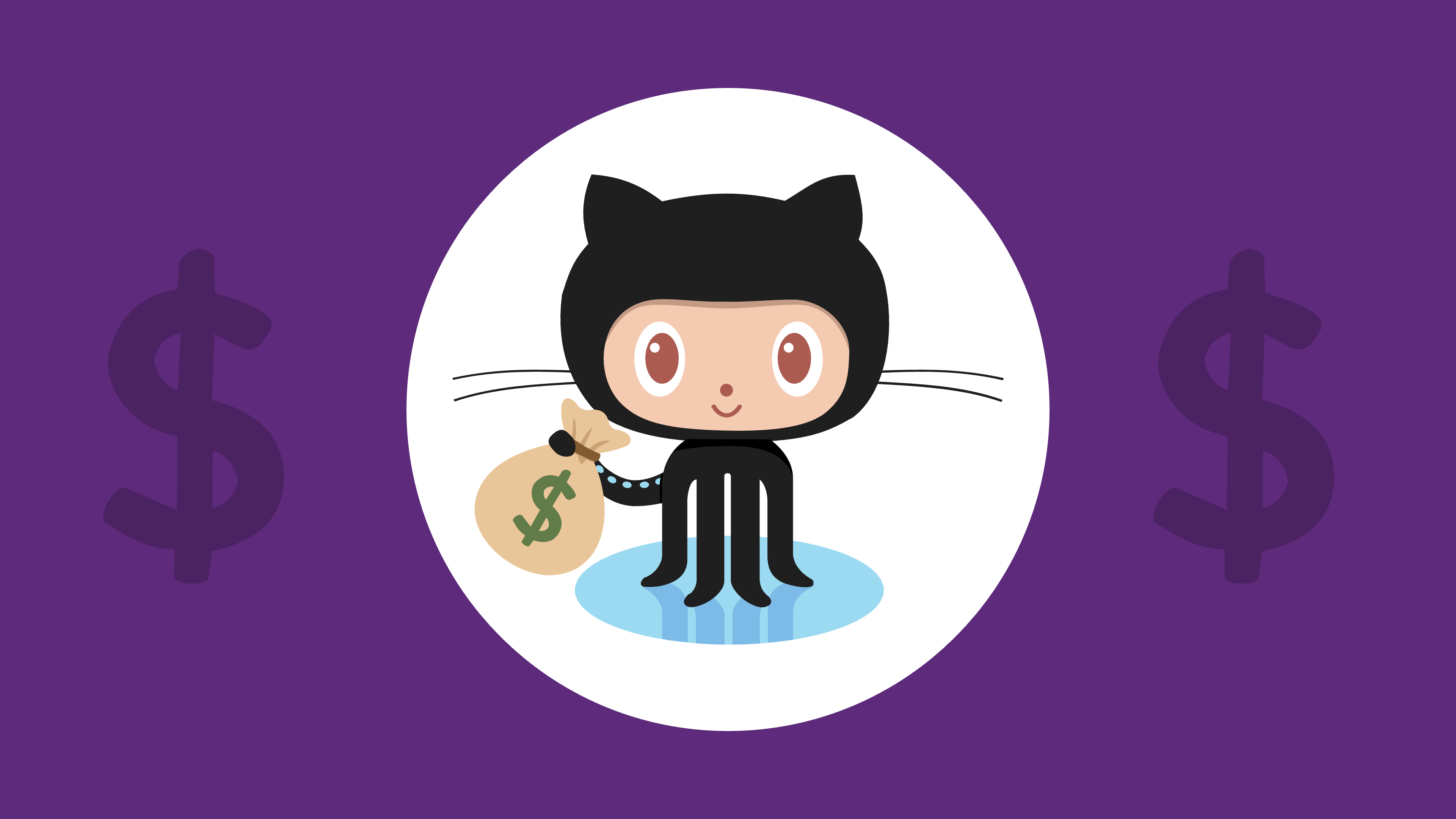 GitHub’s mascot Octodex holds a bag of money